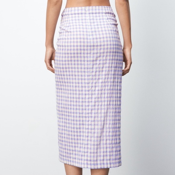 ZARA Multicolored Gingham Knot Skirt - Picture 4 of 9